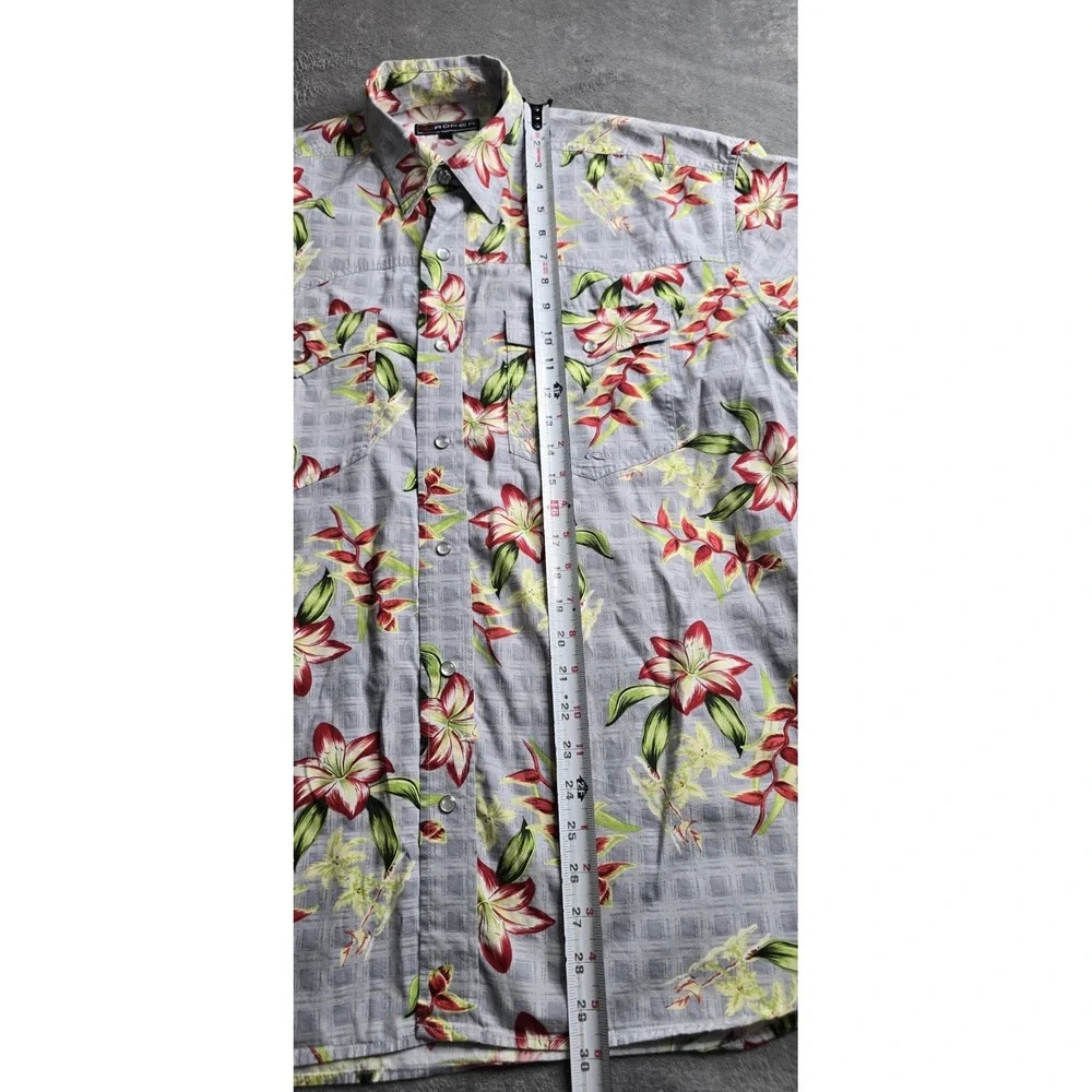 Roper Western Shirt Mens Medium Gray Floral Short Sleeve Hawiian Resort